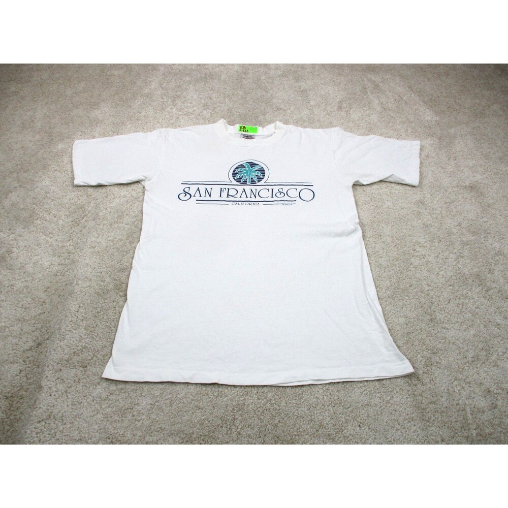 VINTAGE San Francisco Shirt Mens Large L White Single Stitch Oneita USA 90s